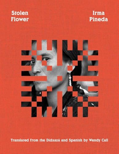 Book cover: "Stolen Flower" with a pixelated portrait of a woman.