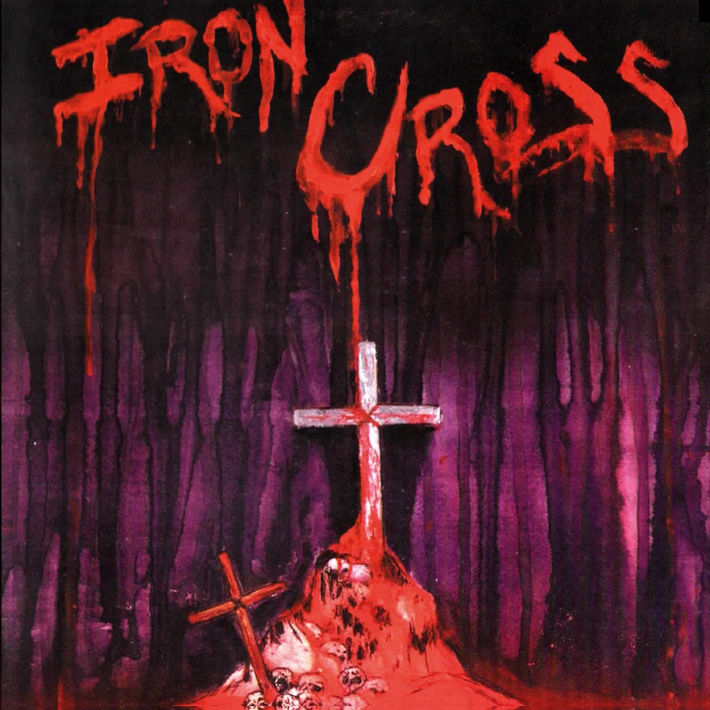CD cover for Iron Cross's "Lulu: Gold" featuring crosses and dripping red paint.