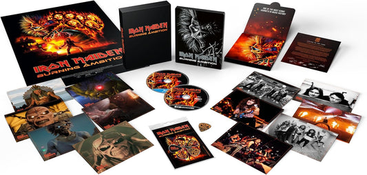 Iron Maiden "Burning Ambition" Blu-ray steelbook edition with photos and extras.