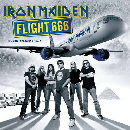 Iron Maiden “Flight 666” album cover featuring a plane and band members.