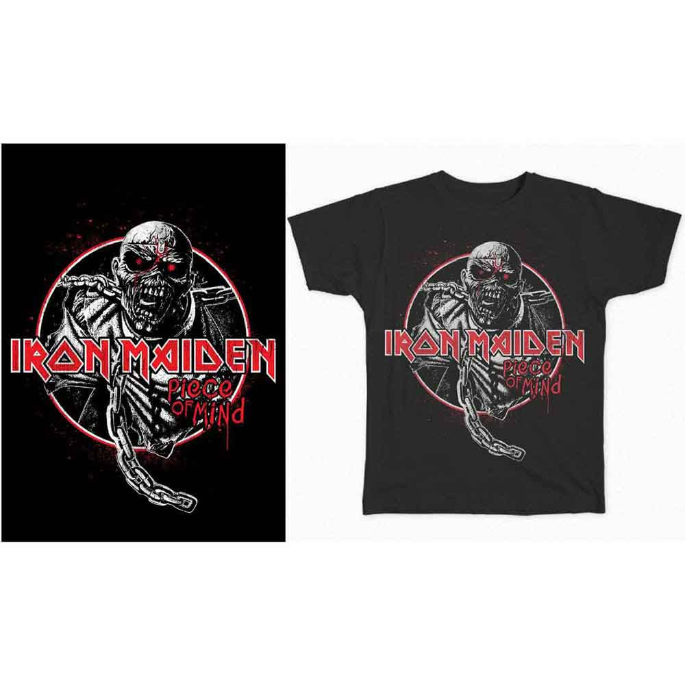 Black Iron Maiden t-shirt with Eddie skull graphic, worn by a man.