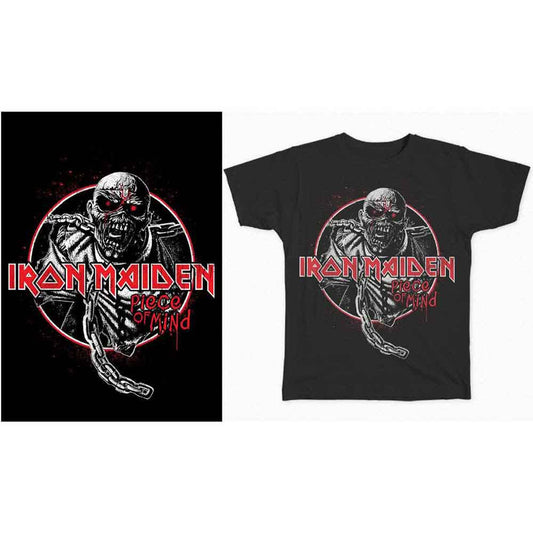 Black Iron Maiden t-shirt with Eddie skull graphic, worn by a man.