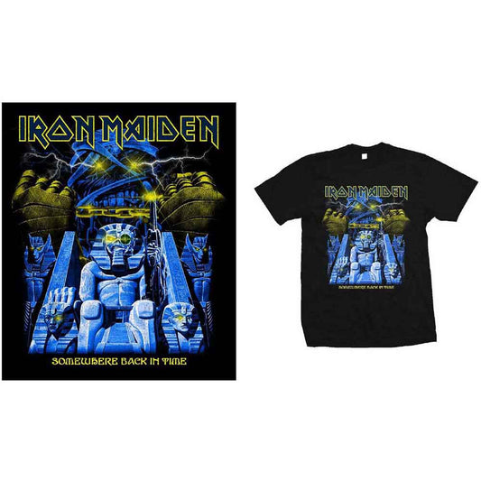 Black Iron Maiden t-shirt with colorful Egyptian-themed graphic design.