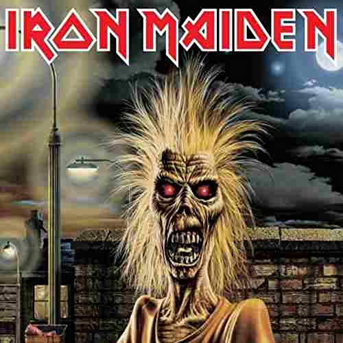 Iron Maiden album cover featuring Eddie, a skeletal figure, under a streetlight.