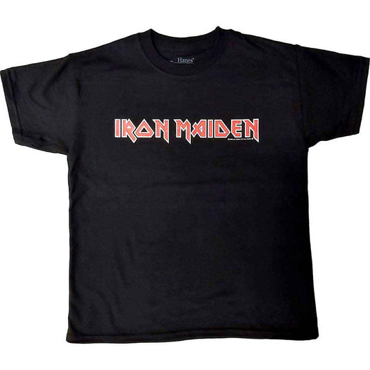 Black kids’ t-shirt with Iron Maiden logo, size 11-12 years.