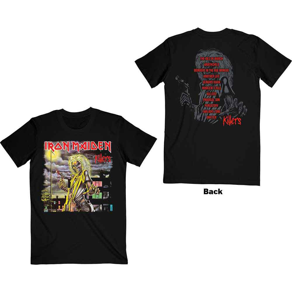 Black Iron Maiden t-shirt featuring the “Killers” album cover artwork.
