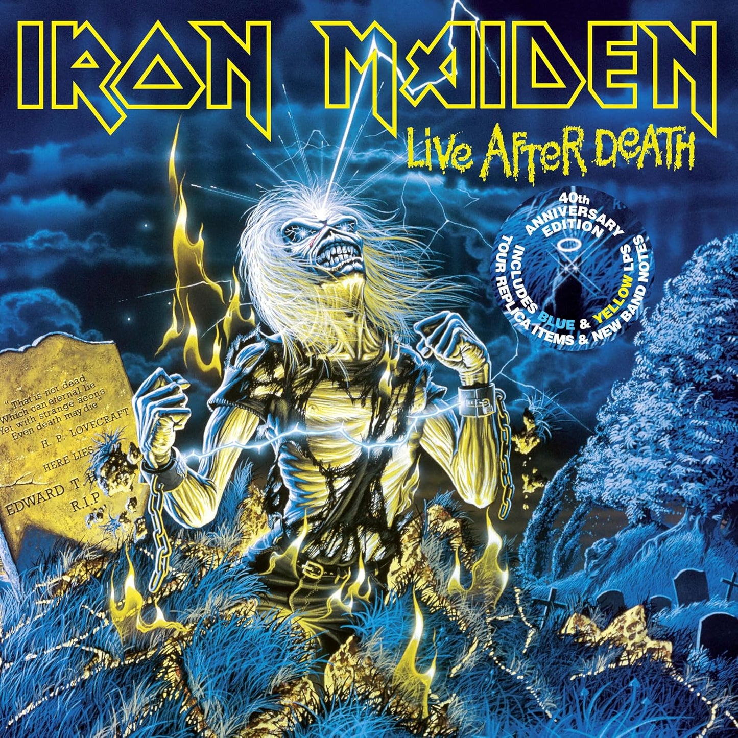 Iron Maiden “Live After Death” 40th Anniversary vinyl record cover art.