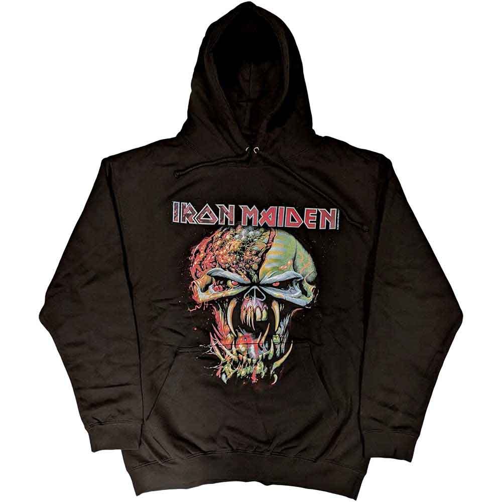 Black hoodie with large Iron Maiden “Final Frontier” Eddie head graphic, size XX-Large.