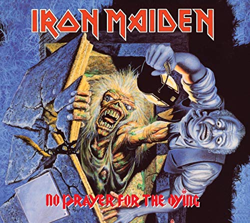 Iron Maiden album cover featuring a zombie breaking through a coffin lid.