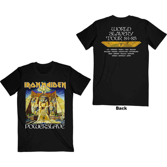 Black Iron Maiden t-shirt featuring Egyptian-themed Powerslave tour artwork.