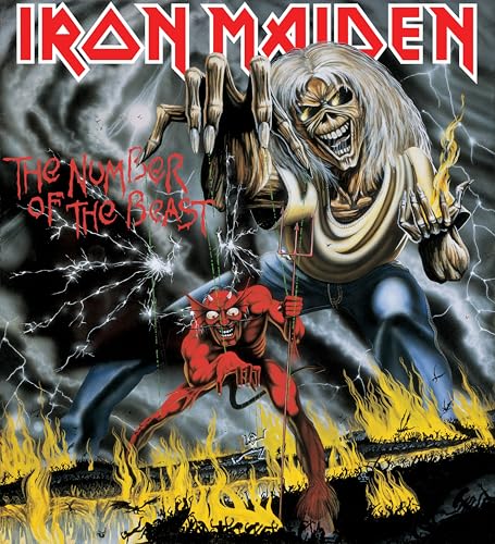 Iron Maiden’s “The Number of the Beast” album cover with devil and Eddie.