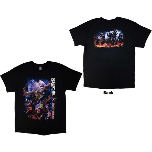 Black t-shirt with back print of Iron Maiden’s Eddie as a Dead by Daylight monster.