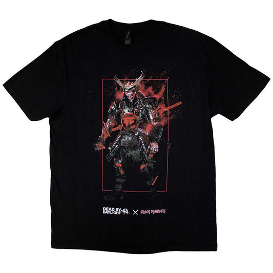 Black t-shirt featuring Iron Maiden’s Eddie as a Dead by Daylight Oni.
