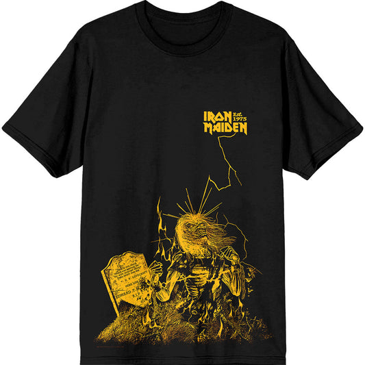 Black Iron Maiden t-shirt featuring “Life After Death” lightning skull artwork, size small.