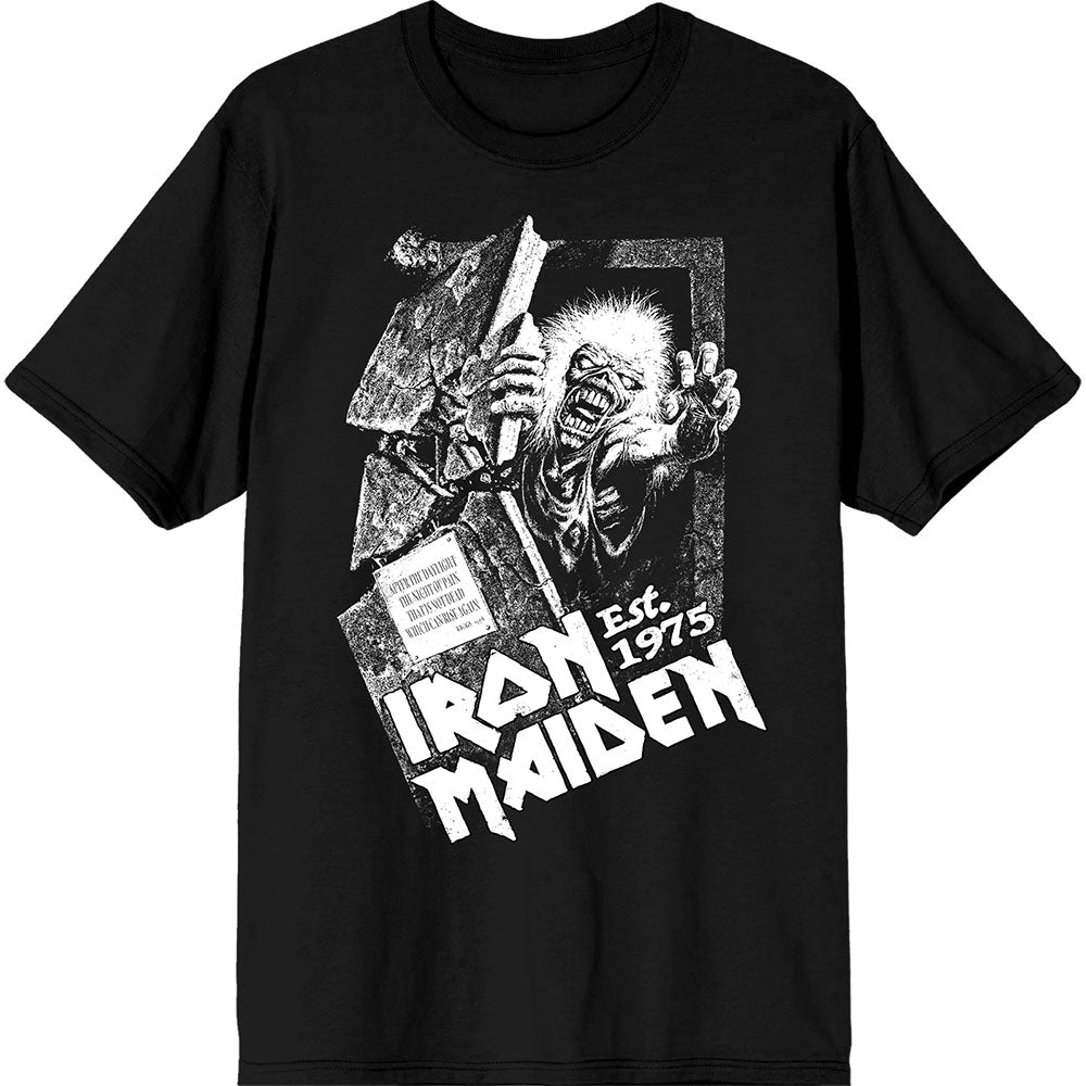 Black Iron Maiden t-shirt featuring the No Prayer for the Dying grave artwork.