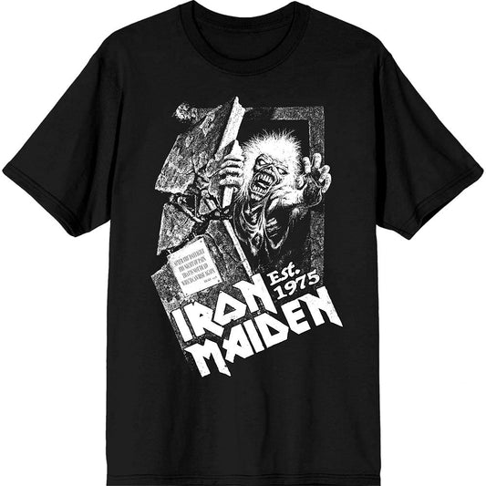 Black Iron Maiden t-shirt featuring the No Prayer for the Dying grave artwork.