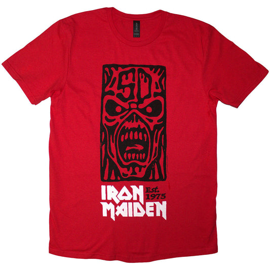 Black Iron Maiden t-shirt with red "Est. 1975" stamp logo, size XX-Large.