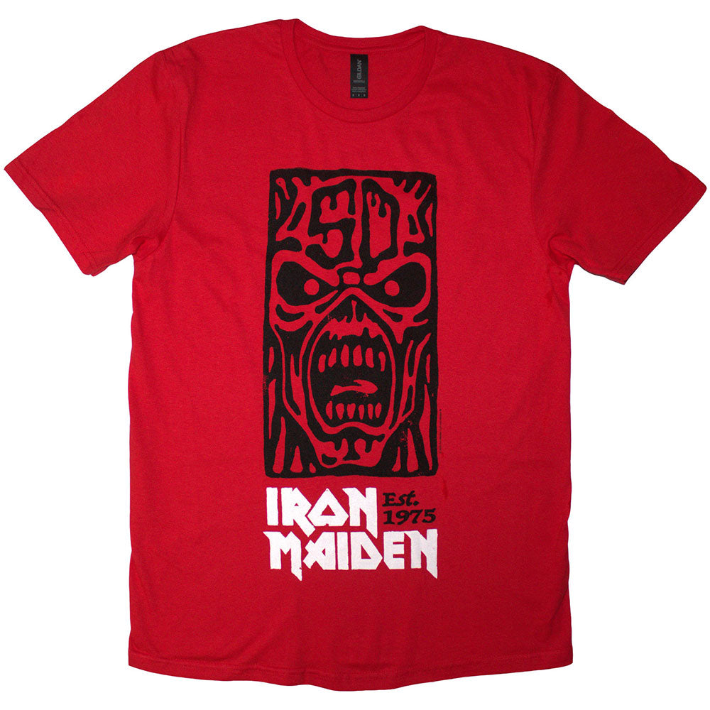 Black Iron Maiden t-shirt with red "Est. 1975" stamp logo, size XX-Large.