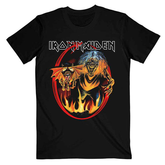 Black unisex t-shirt featuring the Iron Maiden Number of the Beast album artwork.