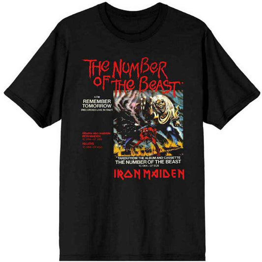 Black Iron Maiden t-shirt featuring “Number of the Beast” vinyl album artwork.