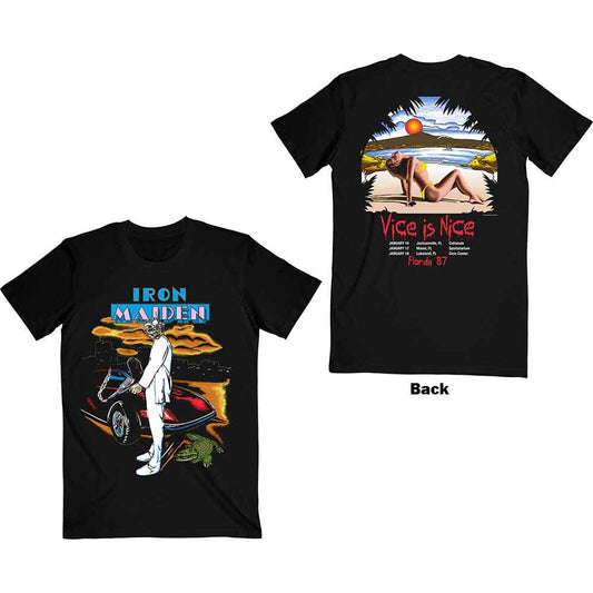 Black Iron Maiden t-shirt with graphic of Eddie and a car.