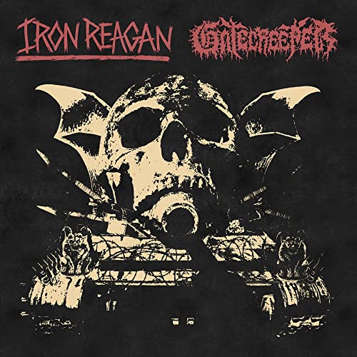 CD cover for Iron Reagan and Gatecreeper split, featuring a skull and bats.