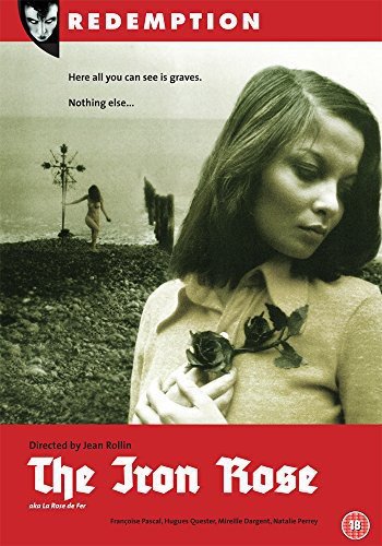 DVD cover for “The Iron Rose” featuring a woman and a black rose.