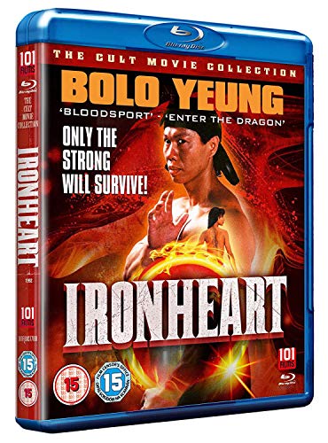 Blu-ray cover for "Ironheart" featuring Bolo Yeung in a fighting pose.