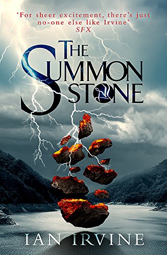 Book cover: stormy landscape with floating, glowing rocks and large title text.