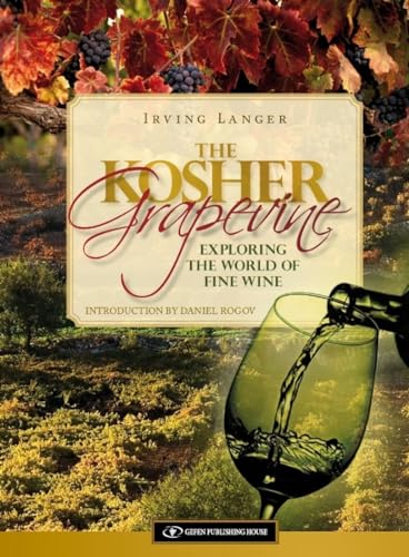 Book cover: "The Kosher Grapevine" with wine glass and vineyard scene.