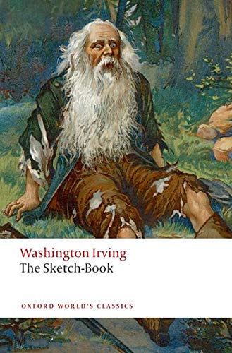 Book cover depicting a bearded man in rustic clothing, titled “The Sketch-Book.”