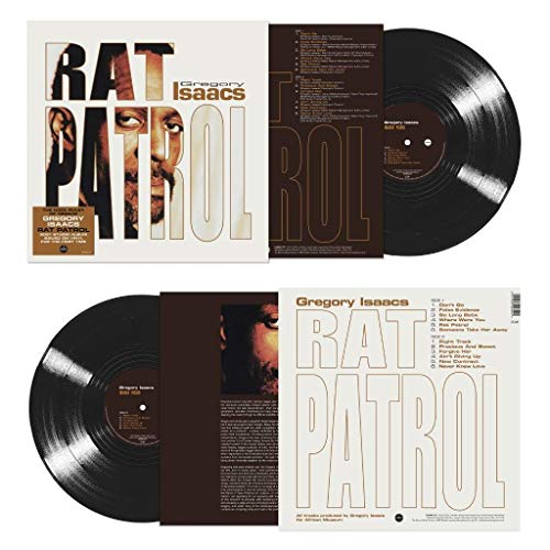 Gregory Isaacs' "Rat Patrol" vinyl record with album cover and record label.
