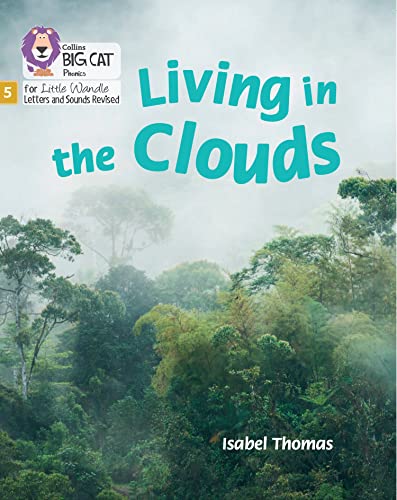 Book cover: "Living in the Clouds" with a misty forest scene.