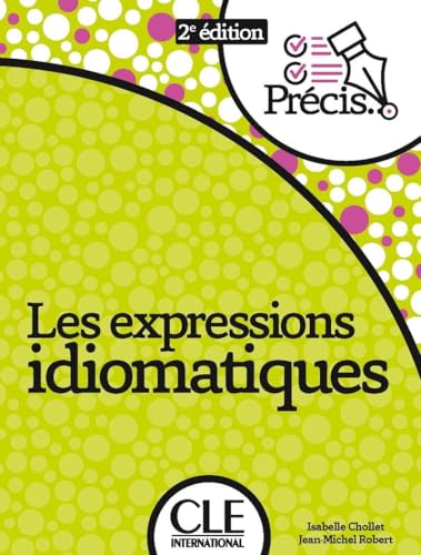 French language textbook cover, “Les expressions idiomatiques,” with green and pink dots.