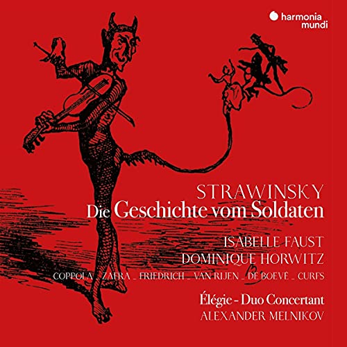CD cover: devil playing violin, red background, Stravinsky’s “The Soldier’s Tale.”