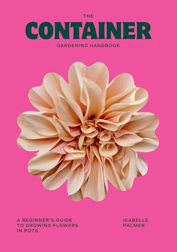 Book cover with pink background and a large peach dahlia flower.