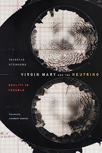 Book cover: dark abstract design with red title, “Virgin Mary and the Neutrino.”