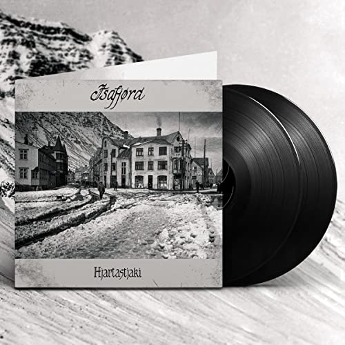 Isafjord vinyl record with a snowy Icelandic town album cover.