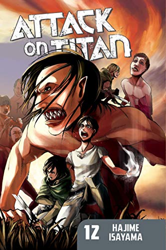 Attack on Titan volume 12 cover: a large Titan and human characters.