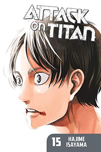Cover of "Attack on Titan 15" manga, featuring a determined young man’s face.