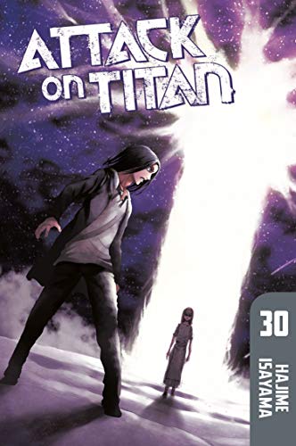 Attack on Titan" volume 30 cover with two figures in a dramatic, hazy scene.