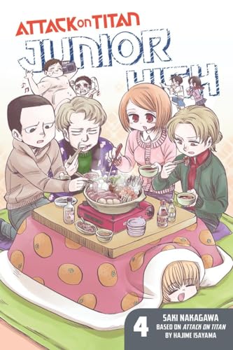 “Attack on Titan: Junior High 4” manga cover with chibi characters eating.