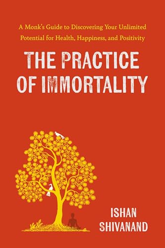 Book cover: orange background with tree, meditating figure, and title.