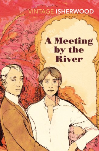 Book cover with illustrated portraits of two people against a red background.