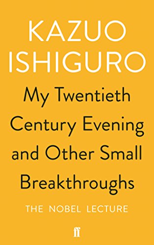 Book cover: "My Twentieth Century Evening" by Kazuo Ishiguro, gold text on gold background.