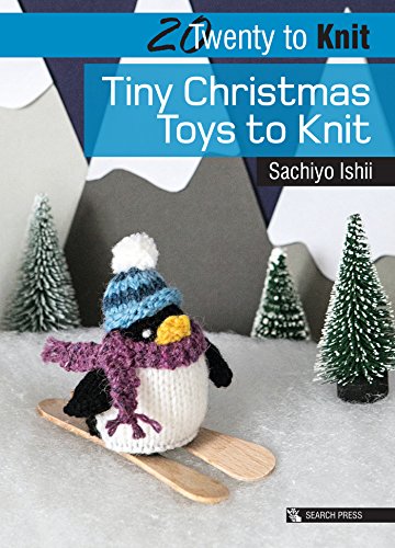 Knitting pattern book cover featuring a knitted penguin on skis.