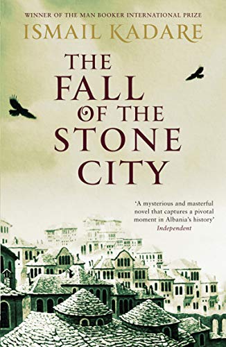 Book cover: “The Fall of the Stone City” with a cityscape and birds.