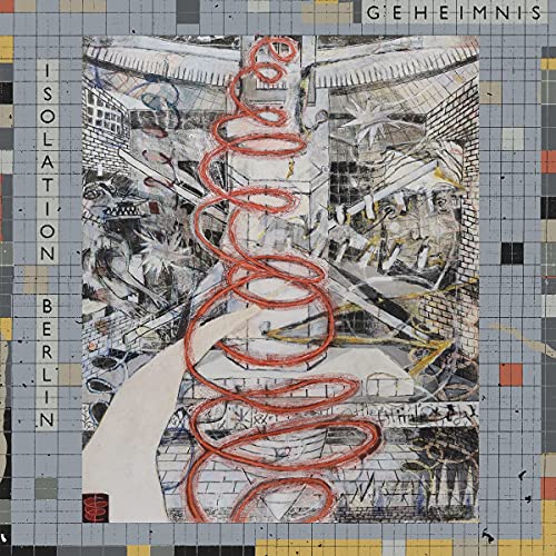 Album cover for Isolation Berlin – Geheimnis, abstract art with red spiral.
