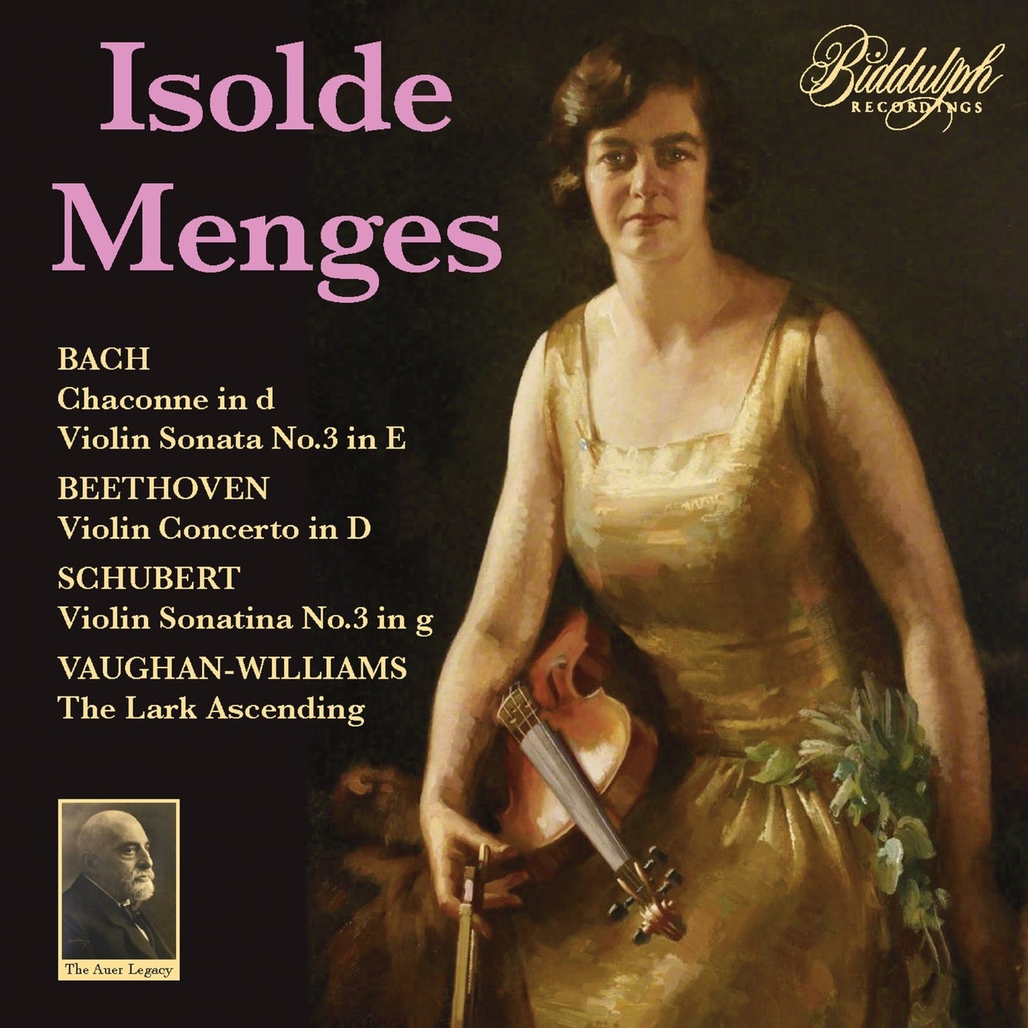CD cover featuring a painting of IsoldeLLde Menges holding a violin.