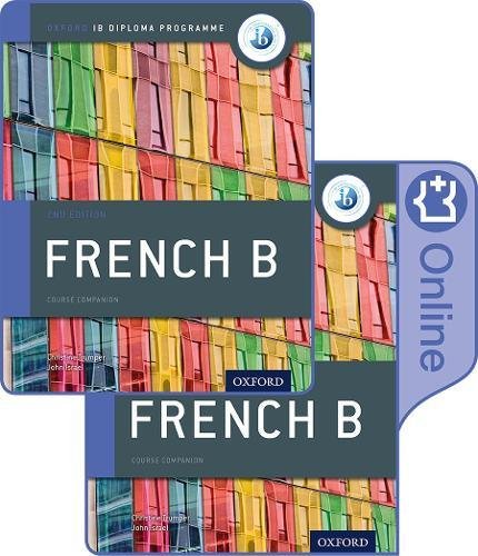 Two French B course books with colorful building imagery.